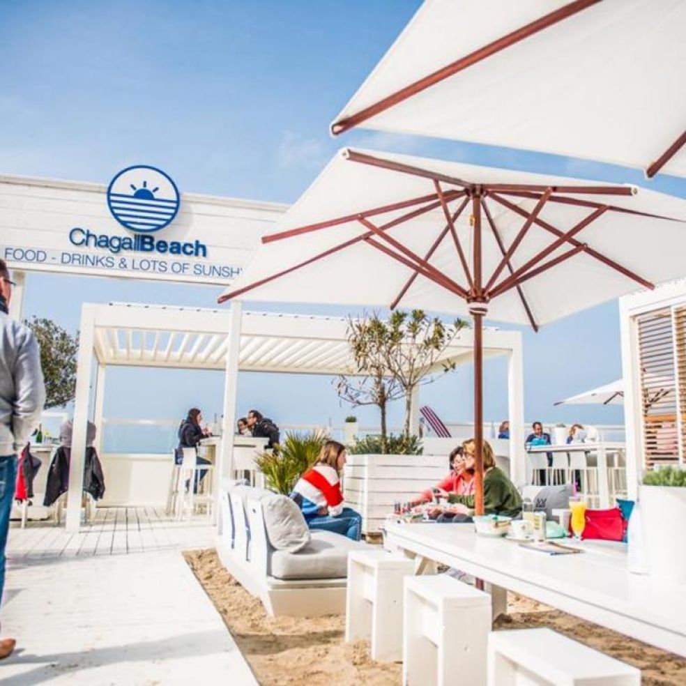 Chagall Beach, Belgium, Nieuwpoort beach bar with view at the sea