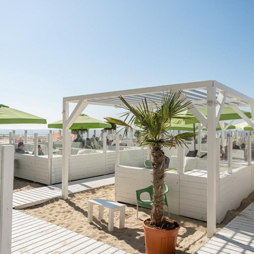 Westend Beach, Belgium, Middelkerke-Westende beach bar with view at the sea