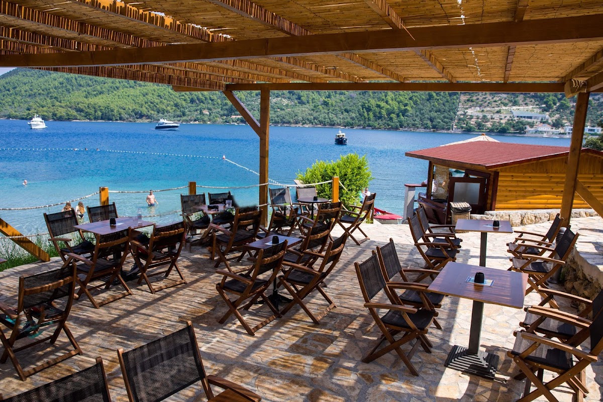 Priježba beach, Croatia, Dubrovnik beach bar with view at the sea