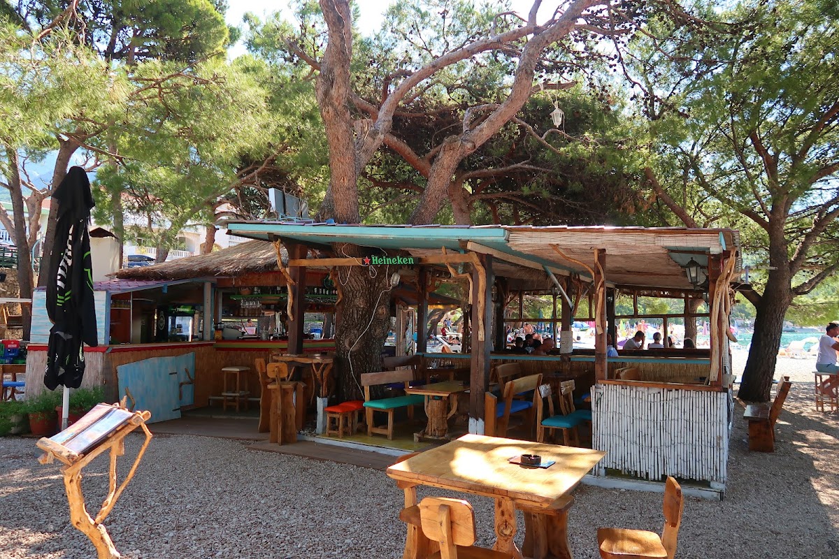 Lanterna beach bar, Croatia, Makarska beach bar with view at the sea